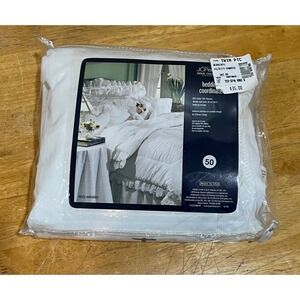 JCPenney Felicity Embroidery Twin Bedskirt White Ruffled Vintage 1999‎ Eyelet